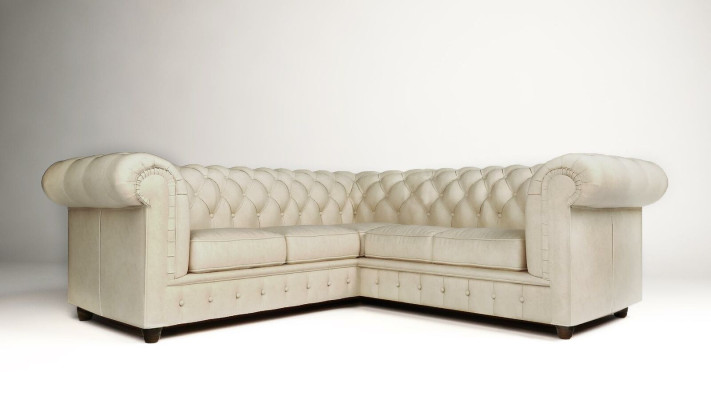 Chesterfield stūra dīvāns L-formas auduma dizaina dīvāns ar šķiedru sēdekli tekstuīls