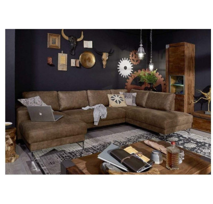 Stūrdaivām ar U-formas dīvānu dzīvojamais galds dīvāns sofas mīksta garnitūra vintage.