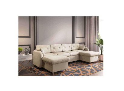 Ecksofa Dīvāns Polster Couch Dzīvojamā zona U formas gultas funkcija Audums Audums