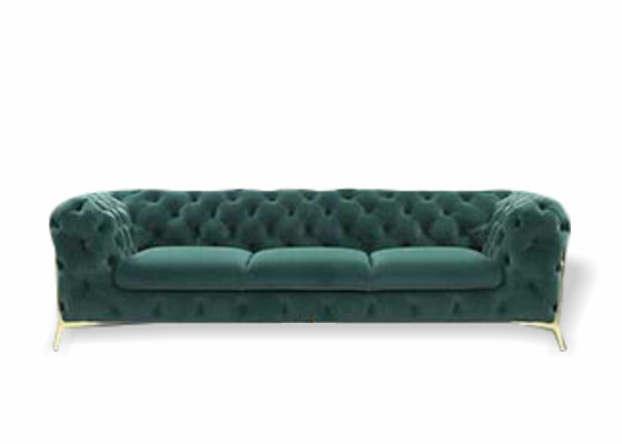 Dīvāns 3-vietīgi dizaina dīvāni ar apšuvumu ādas atpūtas Chesterfield sēdekļiem.