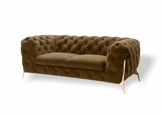 Chesterfield Samta dizainera dīvāns 2-vietīgs dīvāns audums Samts komplekts zelta kājiņas