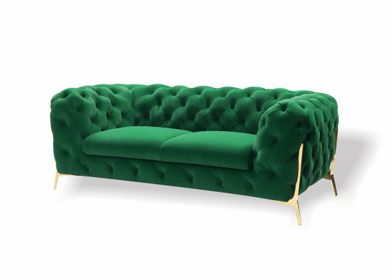 Chesterfield Samta dizainera dīvāns 2-vietīgs dīvāns audums Samts komplekts zelta kājiņas
