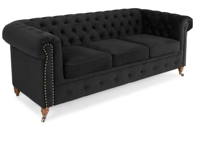 Chesterfield 3 vietu dīvāns auduma pārklājums ar eleganta dizaina klasiskām mēbelēm Jauns