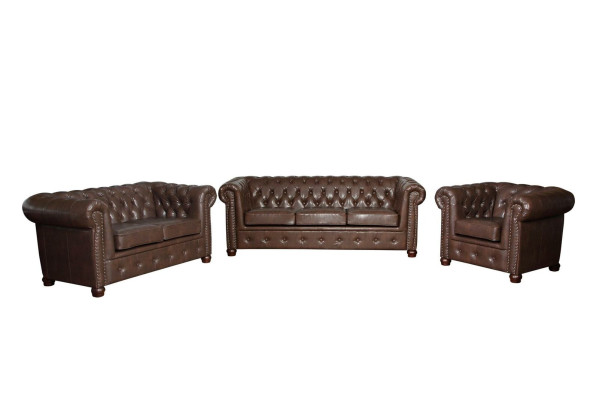 Chesterfield 3 sēdvietu ar ādas pārvalku gulta, dīvāns, mīksta sēdekļa dīvāns.