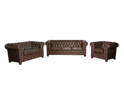 Chesterfield 3 sēdvietu ar ādas pārvalku gulta, dīvāns, mīksta sēdekļa dīvāns.