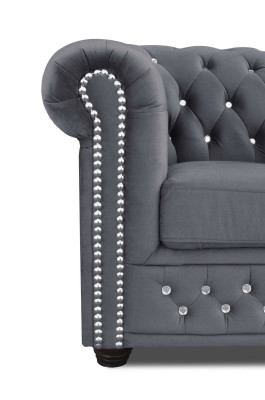Chesterfield tekstila dīvāns ar diviem vietām, melns divvietīgs dīvāns jauns