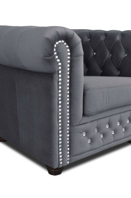Chesterfield tekstila dīvāns ar diviem vietām, melns divvietīgs dīvāns jauns