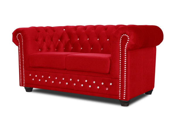 Chesterfield auduma dīvāns ar 2 sēdvietām auduma dīvānu sarkanais divvietīgais.