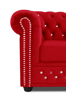 Chesterfield auduma dīvāns ar 2 sēdvietām auduma dīvānu sarkanais divvietīgais.
