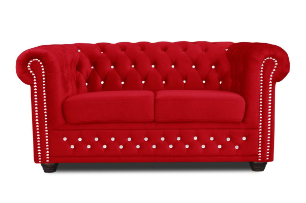 Chesterfield auduma dīvāns ar 2 sēdvietām auduma dīvānu sarkanais divvietīgais.
