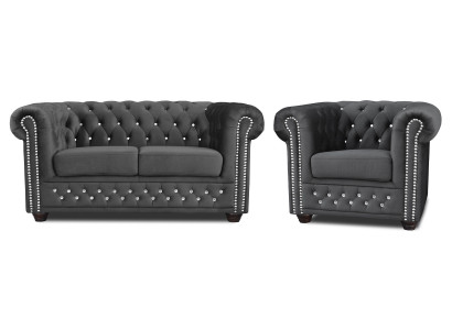Chesterfield auduma dīvāns ar diviem sēdvietām auduma dīvāns diviem melns