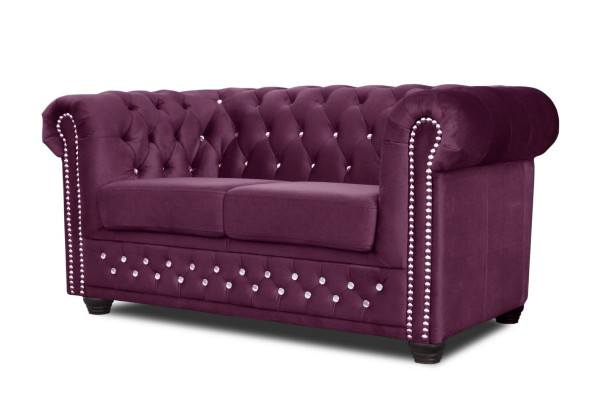 Chesterfield tekstila dīvāns ar polsteriem 2-vietīgs auduma dīvāns purpursarkanā divvietīgais.toolStripButton sofas.