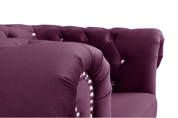 Chesterfield tekstila dīvāns ar polsteriem 2-vietīgs auduma dīvāns purpursarkanā divvietīgais.toolStripButton sofas.