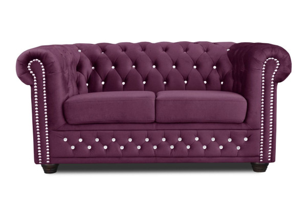 Chesterfield tekstila dīvāns ar polsteriem 2-vietīgs auduma dīvāns purpursarkanā divvietīgais.toolStripButton sofas.