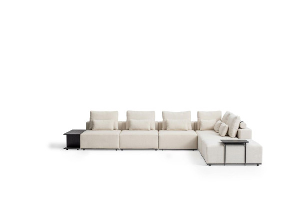 Stūra dīvāns L formā Luksusa dzīvojamā istaba Moderns stils Auduma dīvāna komplekts