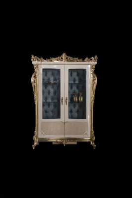 Vitrīna Beige Dizains Elegants Skaists Ēdamistaba Moderns Luksuss Metāla Vitrīnas Jauns
