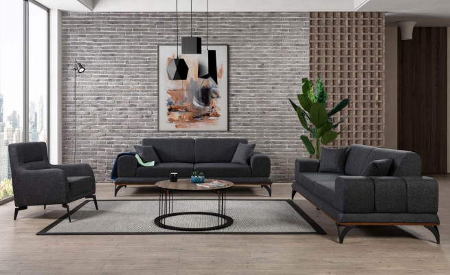 Sofas komplekts 3+3+1 sēdvietu komplekts dizaina dīvāns tekstila krēsls dzīvojamā istaba jauns
