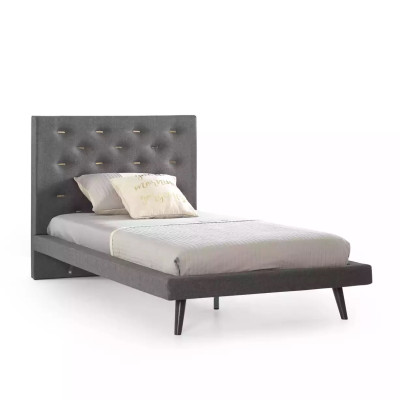 Gulta 100 cm gultas karkasi gultas rāmis bērnu gulta pusaudžu gulta audums pelēka