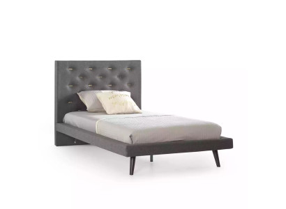 Gulta 100 cm gultas karkasi gultas rāmis bērnu gulta pusaudžu gulta audums pelēka