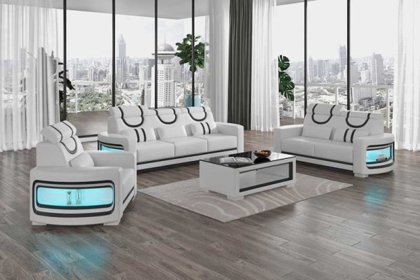 Sofas komplekts Luxury Komplektējiet dīvāna komplektu Brūns mākslīgais ādas dīvāns 321
