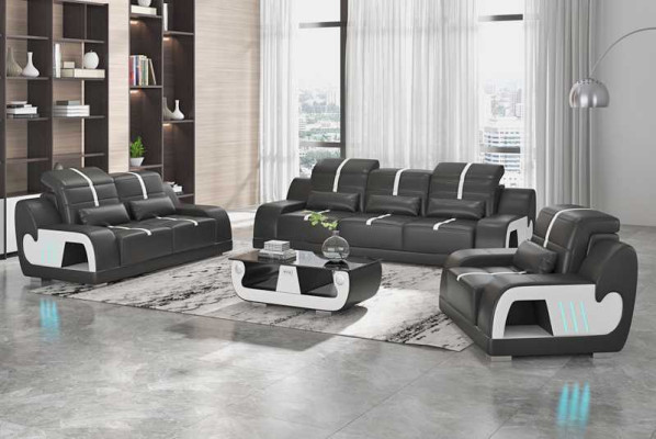 Dīvāns komplekts Luxus Sofa komplektā pilnībā balts mākslīgais ādas dīvāns 321