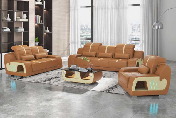 Dīvāns komplekts Luxus Sofa komplektā pilnībā balts mākslīgais ādas dīvāns 321