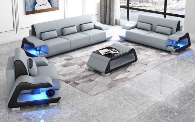 Couchgarnitur Sofagarnitur Ledersofas Sofa Komplette 3tlg Weiß Set 3+2+1 Dīvāns Izmēri Izmēri Dēš Skaists Izmērs 3+2+1