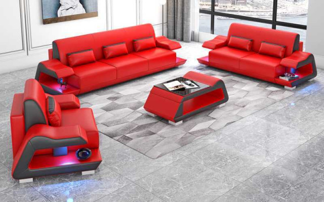 Couchgarnitur Sofagarnitur Ledersofas Sofa Komplette 3tlg Weiß Set 3+2+1 Dīvāns Izmēri Izmēri Dēš Skaists Izmērs 3+2+1