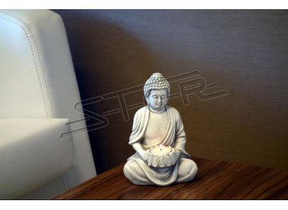 Buddas skulptūra ar tējas svecēm turētāju - liela skulptūra dārzam