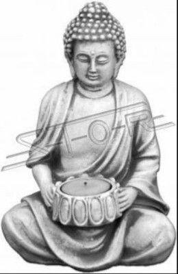 Buddas skulptūra ar tējas svecēm turētāju - liela skulptūra dārzam
