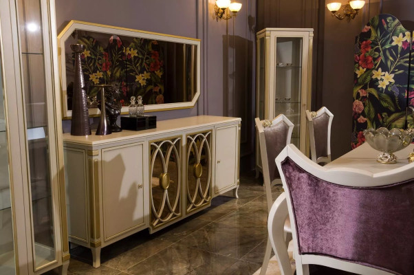 Klasiskais komplekts Vitrine RTV Sideboard luksusa vitrīnas skapīšu komplekts 2 gab.