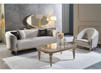 Sofas komplekts dīvāns galds dīvāns polster veļa 3 + 1 sēdvieta galds koks 3 gabalos. Luksusa mēbeles