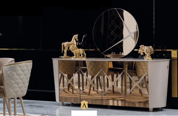 Kumodas skapis Polca konsole mēbeles koka skapis Itālijas komplekts 2 gab. Kumode Spogulis