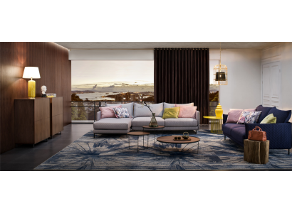 Mūsdienīgs stūra dīvāns L formas izpildījumā, auduma polsteris sēdvieta dīvāna komplektam.