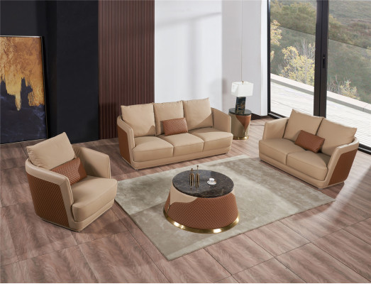Sofas komplekts 3+2 sēdvietas ādas dīvāns Dzīvojamās telpas dizains.