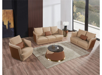 Sofas komplekts 3+2 sēdvietas ādas dīvāns Dzīvojamās telpas dizains.
