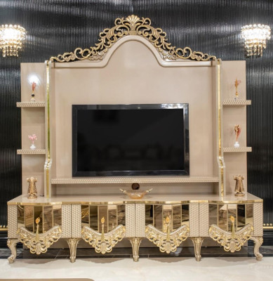 Luksusa dzīvojamā istaba TV statīvs RTV Lowboard koka dzīvojamā istaba beige mēbeles Sideboard