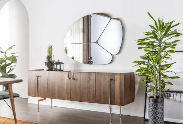 Komoda Komoda Galdi, Spogulis, Koks Brūna Anrique Cabinets Set 2 gab.