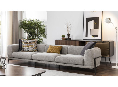 Trijvietīga sofa 3 sēdvietas auduma sofa mūsdienīga pelēka sofa jauna