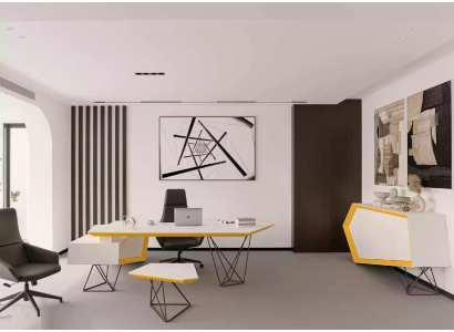 Darba istaba biroja sarkans galds mīkstā sofa galds moderans baltā krāsā