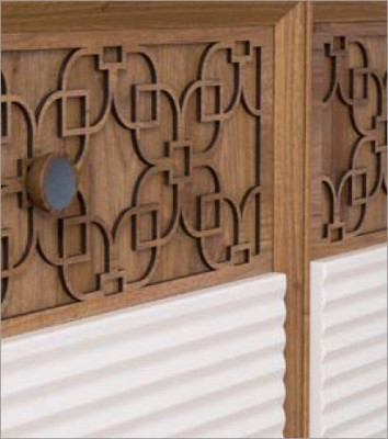Sideboard ar spoguli brūns komodes sideboards koka skapis mēbeles 2 gabalu komplekts jauns