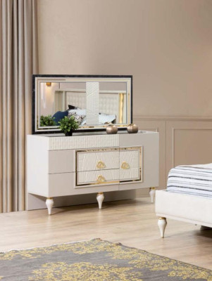 Luxe Komoda Spoguļstils Dizaina Moderns Mēbeles Guļamistabai Plaukts
