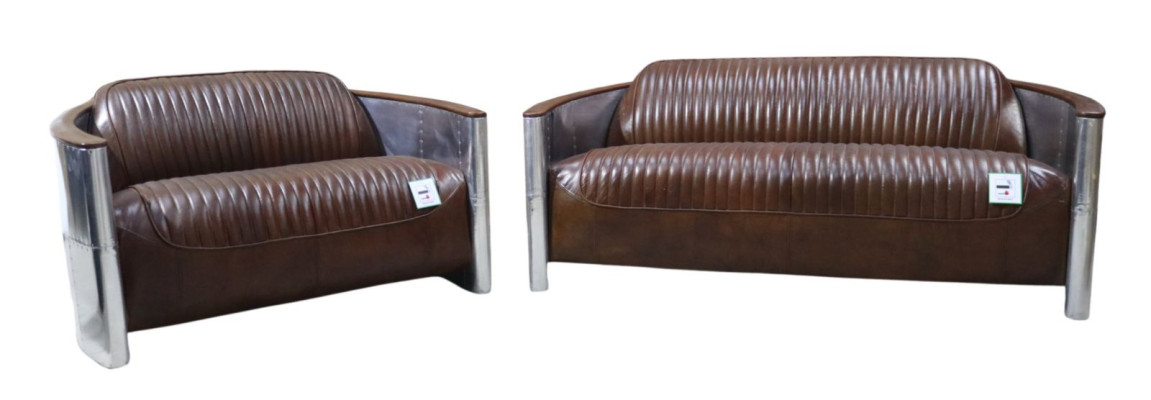 Sofas komplekts 3+2 vietu sofa Kanapes komplekts Kanape Kresls Ādas Vintage Retro jauns