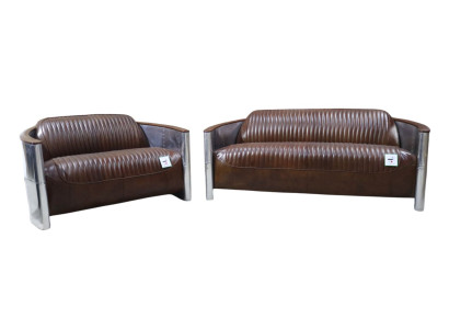 Sofas komplekts 3+2 vietu sofa Kanapes komplekts Kanape Kresls Ādas Vintage Retro jauns
