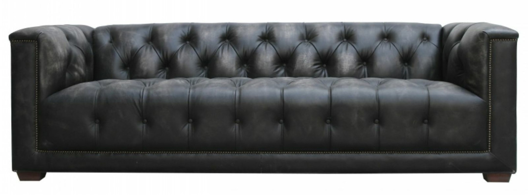 Chesterfield Vintage Melns Shabby Ādas Ādas dīvāns Dīvāns Dīvāns