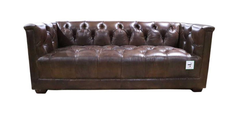 Dīvāns 3-vietīgs Chesterfield 3-vietīgs Vintage Brūns Shabby Ādas dīvāns