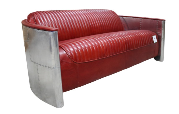 Ādas dīvāns Polstercouch alumīnija trīskāršs vintage dīvāns luksusa mēbeles jauns
