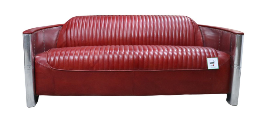 Ādas dīvāns Polstercouch alumīnija trīskāršs vintage dīvāns luksusa mēbeles jauns