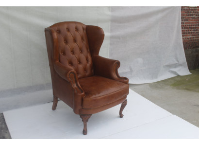Chesterfield ādas krēsls ausu krēsls vintage klubsessel vadītāja krēsls ausu krēsls