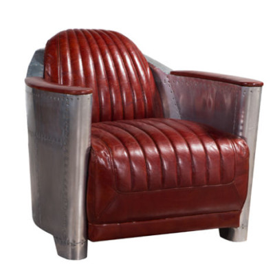 Krēsls īsts ādas dīvāns sofa klubs atpūtas telpa retros aviātors veco alumīnija lidmašīnu.